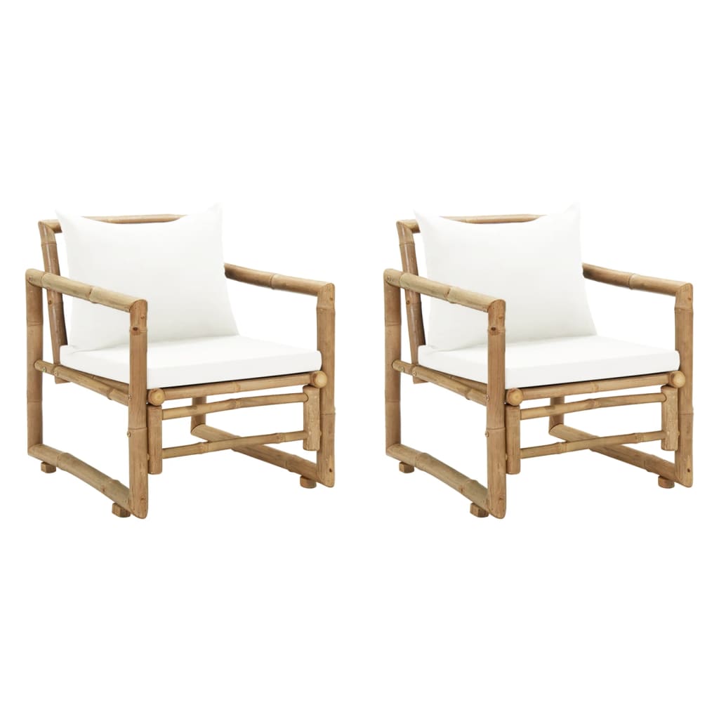 VidaXL VidaXL Garden Chairs with Cushions & Pillows in Bamboo Set of 2