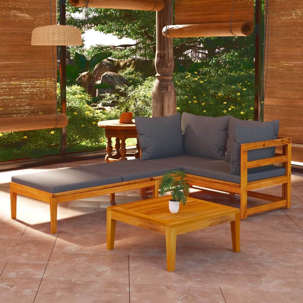 Piece Garden Lounge Set with Dark Cushions Durable