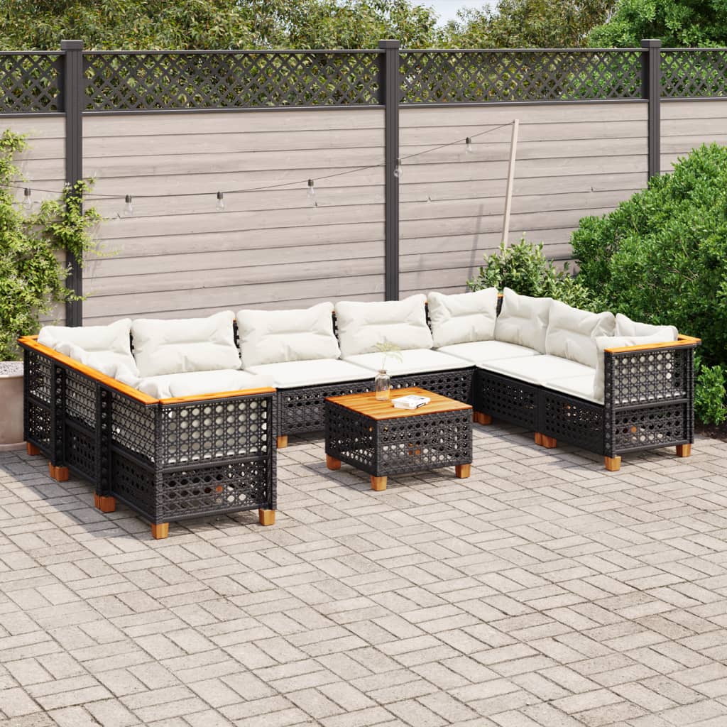 10 Piece Poly Rattan Garden Sofa Set with Cushions