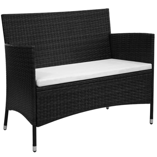 Garden Bench 90 cm Poly Rattan Black