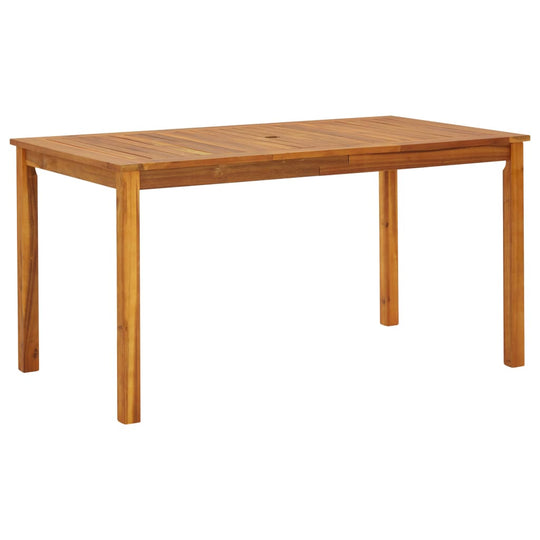 Solid acacia wood garden table 140x80x74 cm, perfect for outdoor furniture in garden, terrace or patio, adding rustic charm.