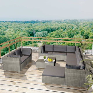 10 Piece Garden Lounge Set with Cushions Poly Rattan