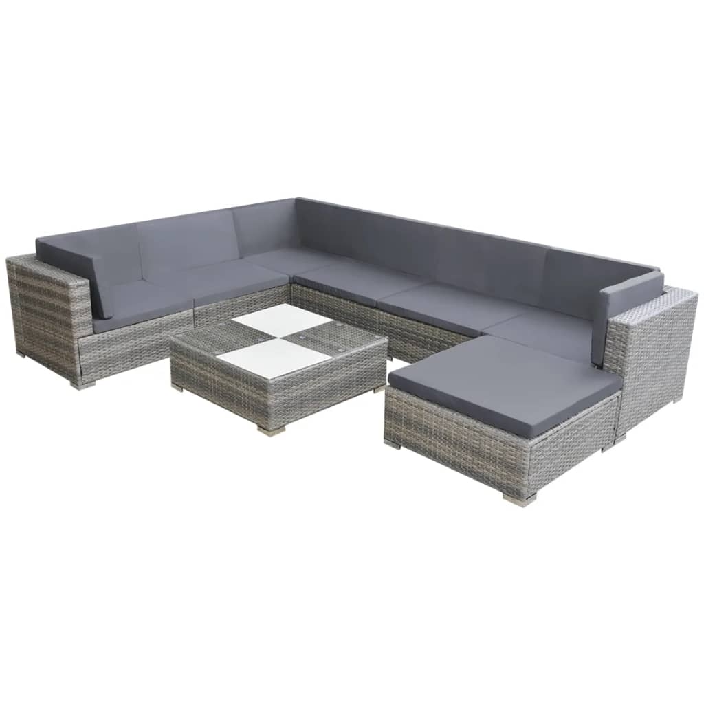 8 Piece Garden Lounge Set with Cushions Poly Rattan , Furniture -> Outdoor Furniture -> Outdoor Furniture Sets