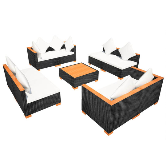 9 Piece Garden Lounge Set with Cushions Poly Rattan , Furniture -> Outdoor Furniture -> Outdoor Furniture Sets