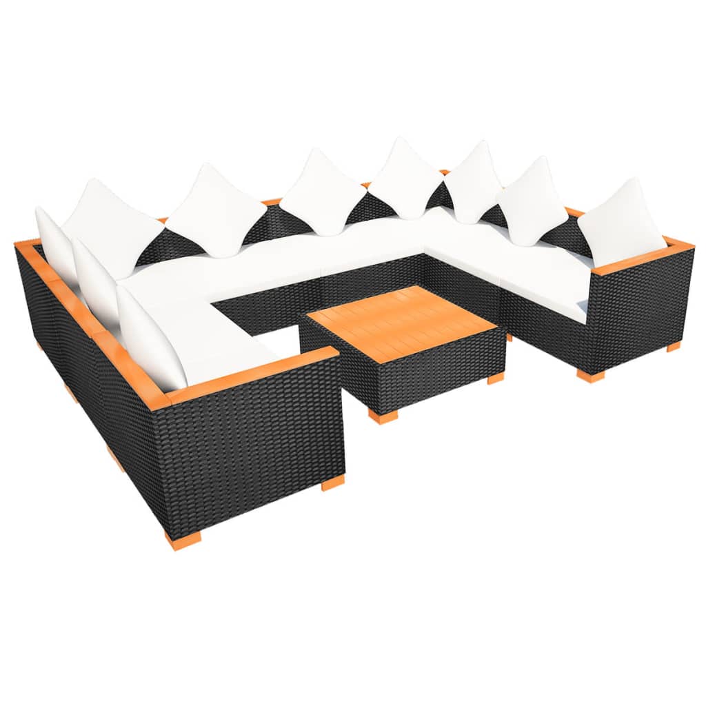 9 Piece Garden Lounge Set with Cushions Poly Rattan , Furniture -> Outdoor Furniture -> Outdoor Furniture Sets