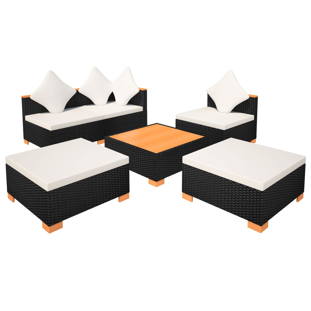 6 Piece Garden Lounge Set with Cushions Poly Rattan , Furniture -> Outdoor Furniture -> Outdoor Furniture Sets , Durable,eligant,Furniture -,Home & Garden -,Modern Design,new-305021,Outdoor Furniture -,Outdoor Furniture Sets,Wooden Furniture