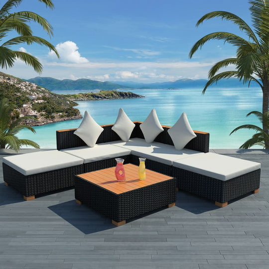 6 Piece Garden Lounge Set with Cushions Poly Rattan , Furniture -> Outdoor Furniture -> Outdoor Furniture Sets , Durable,eligant,Furniture -,Home & Garden -,Modern Design,new-305021,Outdoor Furniture -,Outdoor Furniture Sets,Wooden Furniture