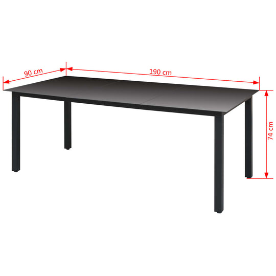 Garden Table 190x90x74 cm Aluminium and Glass , Outdoor Tables