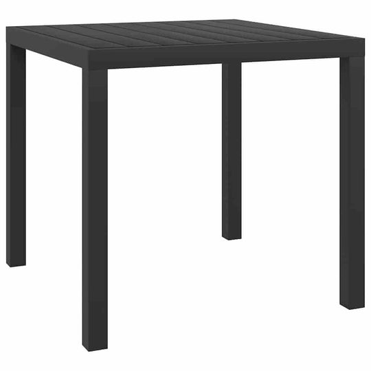 Garden Table 80x80x74 cm Aluminium and WPC - black outdoor dining table with durable design and easy assembly.