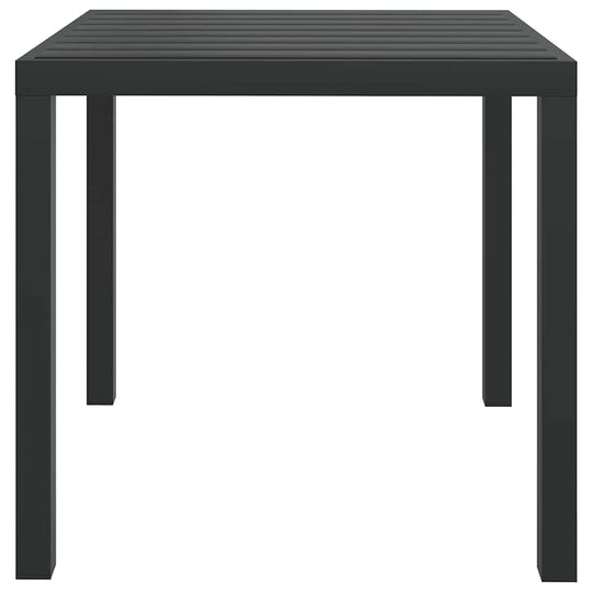 Garden Table 80x80x74 cm Aluminium and WPC in black, weather-resistant with sturdy frame.
