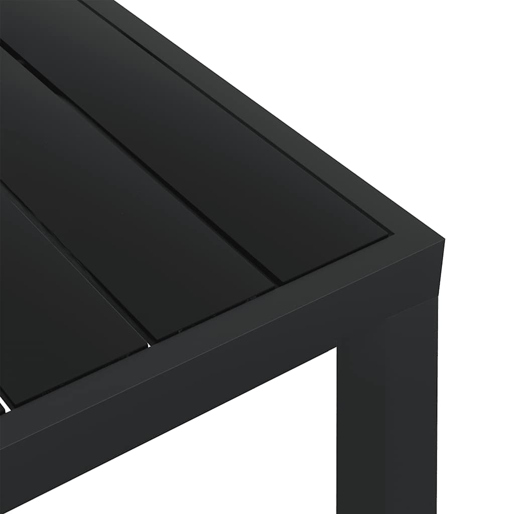 Close-up of the Garden Table 80x80x74 cm Aluminium and WPC featuring a black WPC top and sturdy aluminium frame.