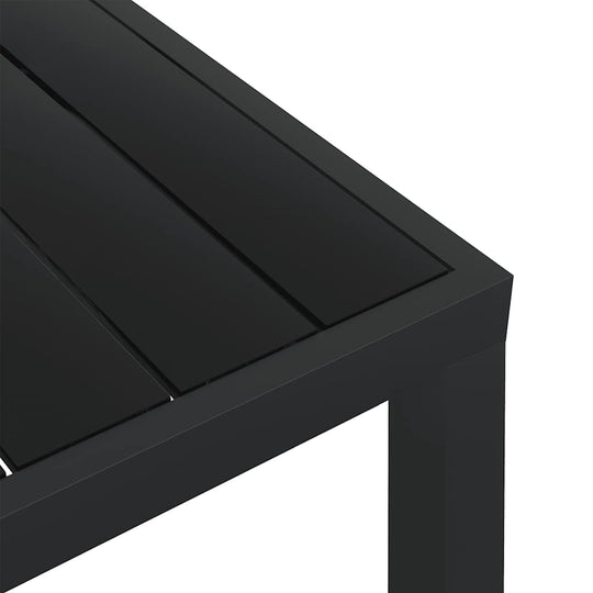 Close-up of the Garden Table 80x80x74 cm Aluminium and WPC featuring a black WPC top and sturdy aluminium frame.