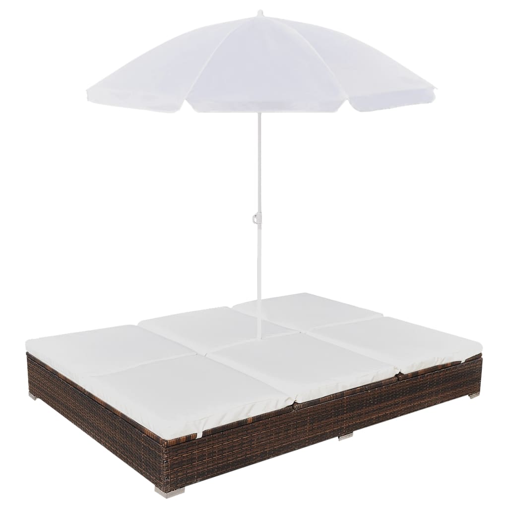 Outdoor Lounge Bed with Umbrella Poly Rattan , Furniture -> Outdoor Furniture -> Outdoor Beds , Durable,eligant,Furniture -,Home & Garden -,Modern Design,new-305021,Outdoor Beds,Outdoor Furniture -