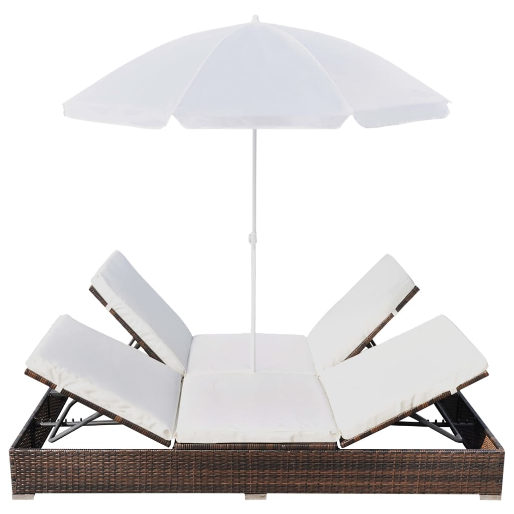 Outdoor Lounge Bed with Umbrella Poly Rattan , Furniture -> Outdoor Furniture -> Outdoor Beds , Durable,eligant,Furniture -,Home & Garden -,Modern Design,new-305021,Outdoor Beds,Outdoor Furniture -