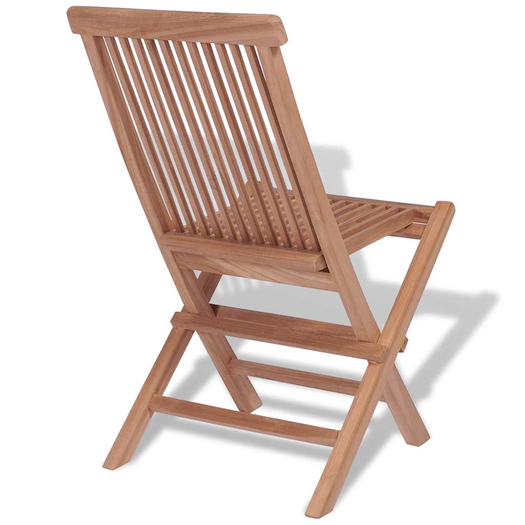 Folding garden chair made of solid teak wood, featuring a stylish slatted design and sturdy construction for outdoor use.