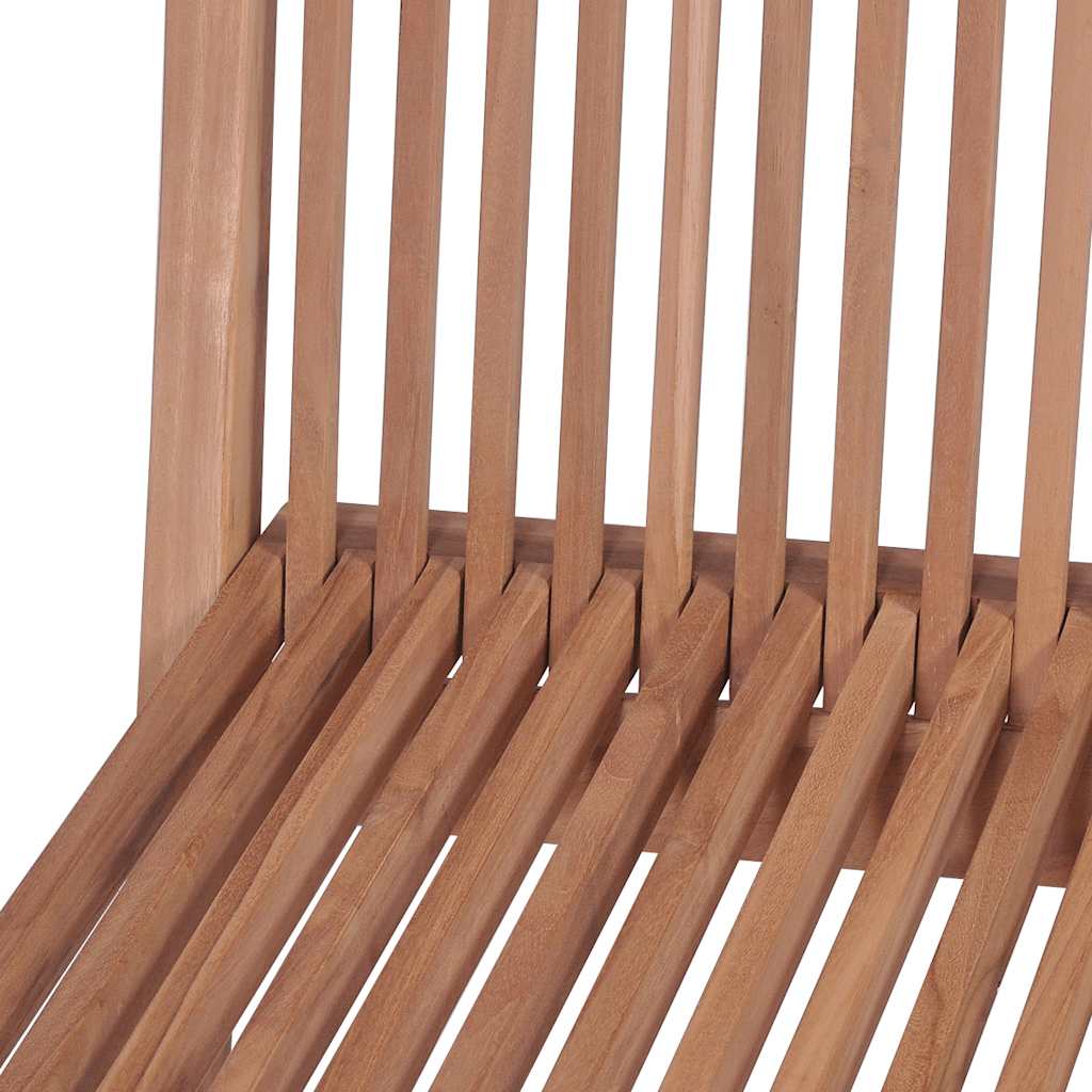 Close-up of folding garden chair slats made from solid teak wood, showcasing durable construction and smooth finish.