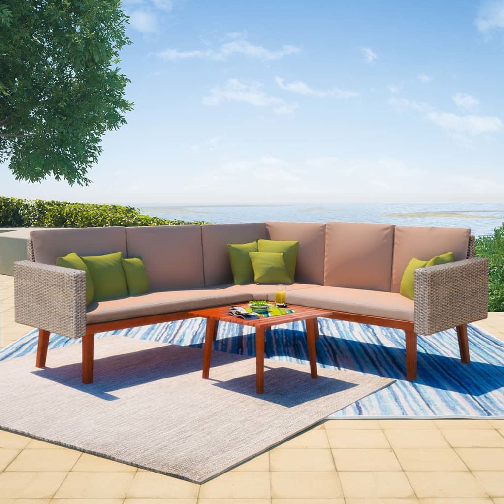 4 Piece Garden Lounge Set with Cushions Poly Rattan , Furniture -> Outdoor Furniture -> Outdoor Furniture Sets , Durable,eligant,Furniture -,Home & Garden -,Modern Design,new-305021,Outdoor Furniture -,Outdoor Furniture Sets