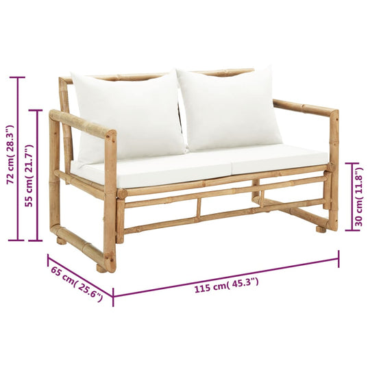 2 Seater Garden Sofa with Cushions Bamboo , Furniture -> Outdoor Furniture -> Outdoor Seating -> Outdoor Benches