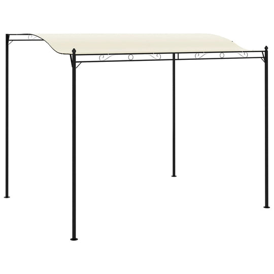 Cream white gazebo with sturdy black steel frame, perfect for outdoor gatherings, barbecues, and sun protection.