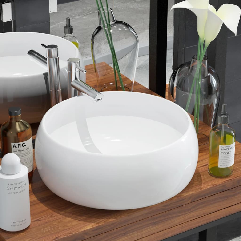 Basin Round Ceramic 40x15 cm , Hardware -> Plumbing -> Plumbing Fixtures -> Sinks -> Bathroom Basins , Bathroom Basins,Durable,eligant,Hardware -,Modern Design,new-305021,Plumbing -,Plumbing Fixtures -,Sinks -