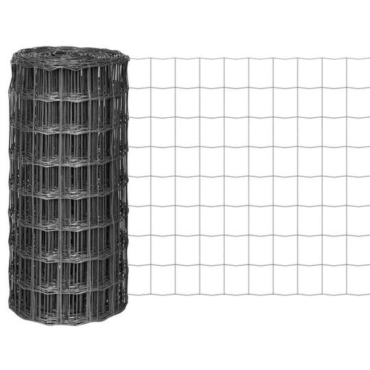 Euro fence steel roll in grey, suitable for outdoor decoration and protection of gardens, poultry, and pets.