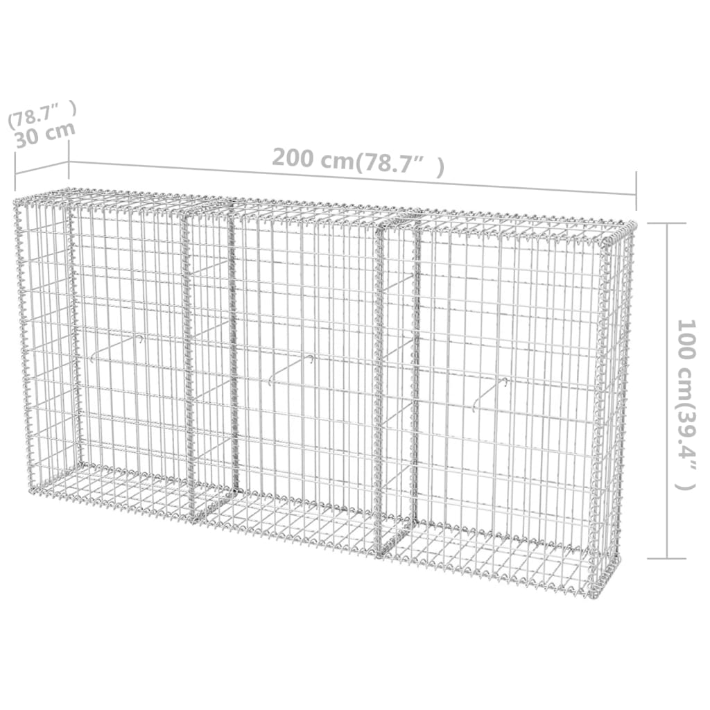 Gabion Basket Galvanised Steel 200x30x100 cm