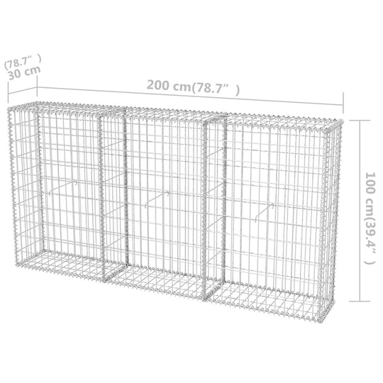 Gabion Basket Galvanised Steel 200x30x100 cm