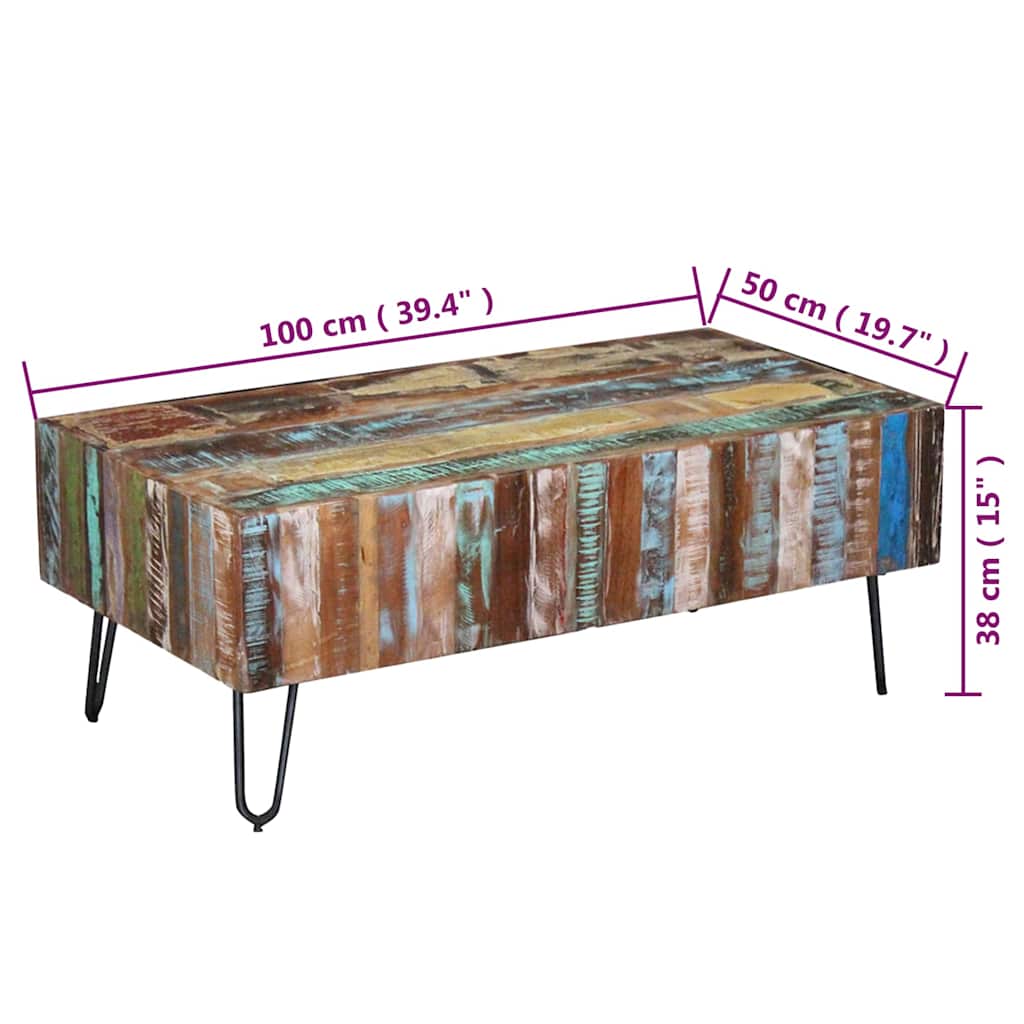 VidaXL Coffee Table Solid Reclaimed Wood 100x50x38 cm