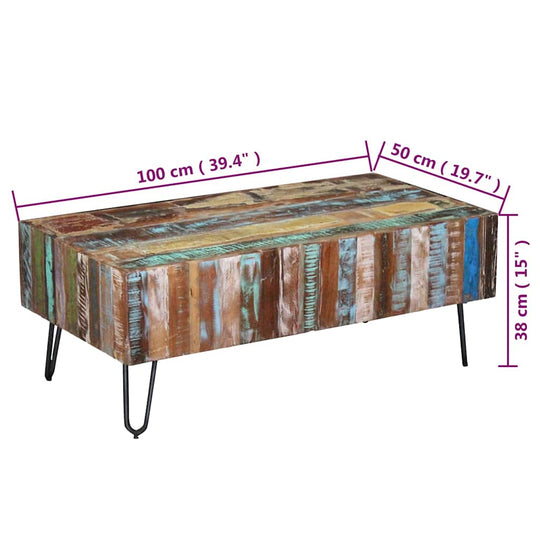 VidaXL Coffee Table Solid Reclaimed Wood 100x50x38 cm