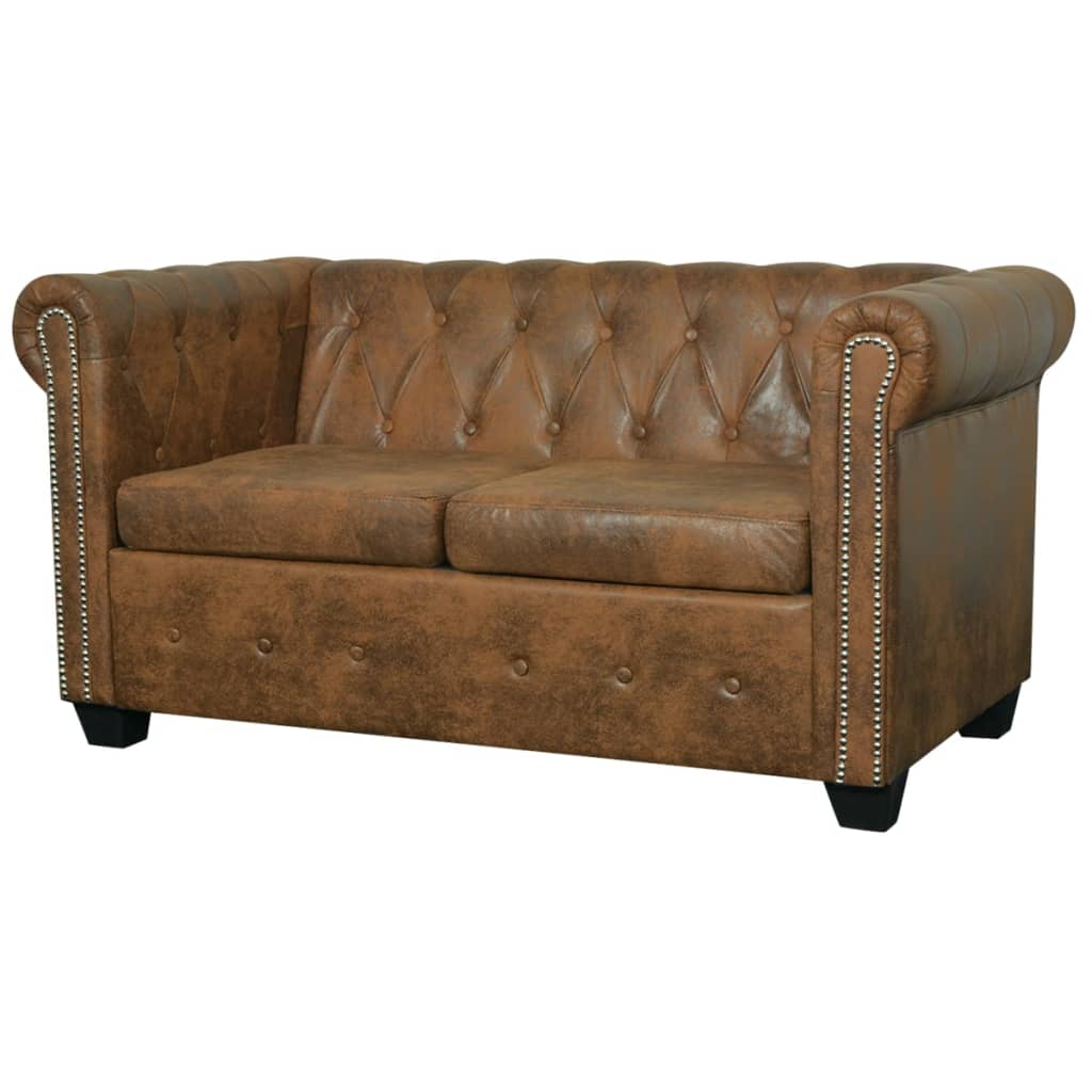 Chesterfield Sofa 2-Seater Artificial Leather , Furniture -> Sofas , brown,Comfortable,Durable,eligant,Furniture -,Leather,Modern Design,new-305021,Sofas