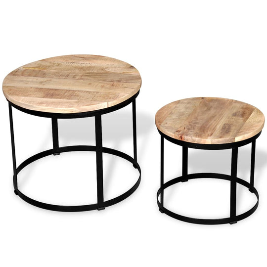 Two Piece Coffee Table Set Rough Mango Wood Round 40 cm/50 cm Furniture -> Tables -> Accent Tables -> Coffee Tables