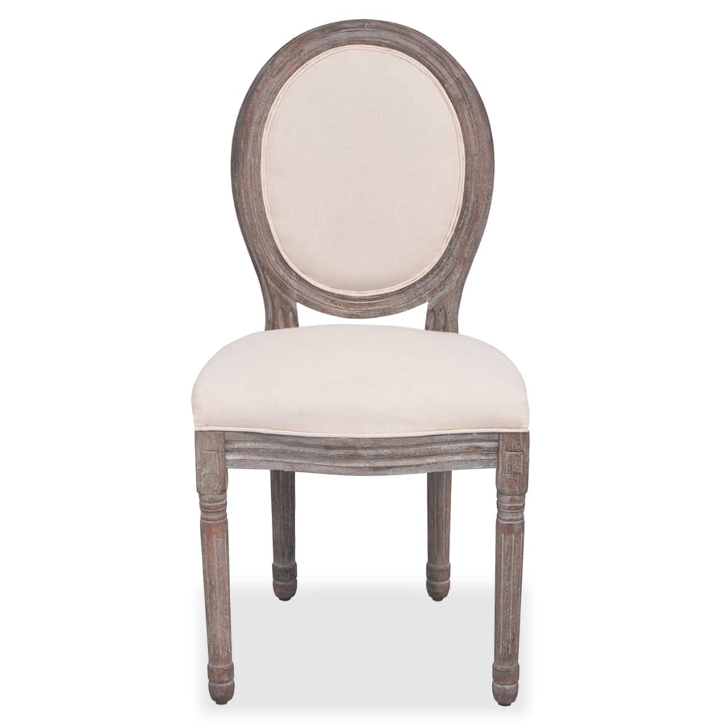 Elegant linen dining chair with wooden frame, perfect for home decor and comfortable seating in dining or living rooms.