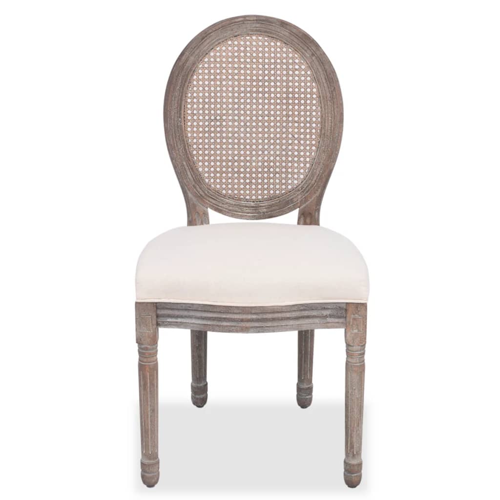 Dining Chairs 4 pcs Linen and Rattan