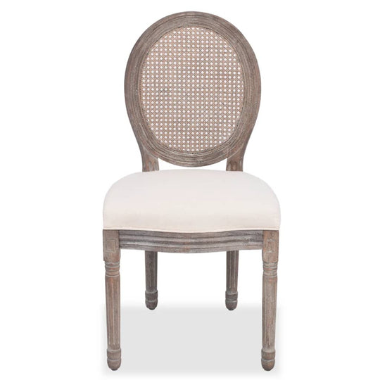 Dining Chairs 4 pcs Linen and Rattan