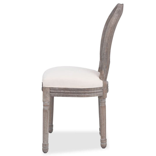 Dining Chairs 4 pcs Linen and Rattan