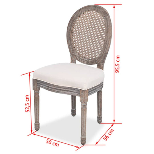 Dining Chairs 4 pcs Linen and Rattan