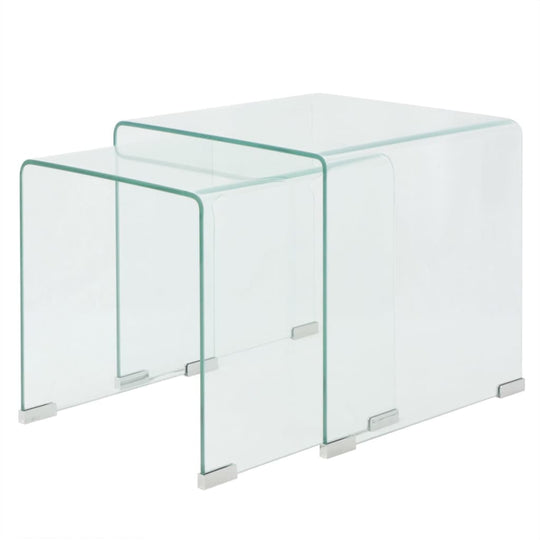 Two Piece Nesting Table Set Tempered Glass Clear , Furniture -> Tables -> Accent Tables -> Coffee Tables , Accent Tables -,Coffee Tables,eligant,Furniture -,glass,Modern Design,Modern Nesting tables,Nesting Coffee Table,new-305021,Tables -