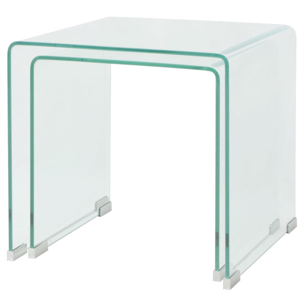 Two Piece Nesting Table Set Tempered Glass Clear , Furniture -> Tables -> Accent Tables -> Coffee Tables , Accent Tables -,Coffee Tables,eligant,Furniture -,glass,Modern Design,Modern Nesting tables,Nesting Coffee Table,new-305021,Tables -