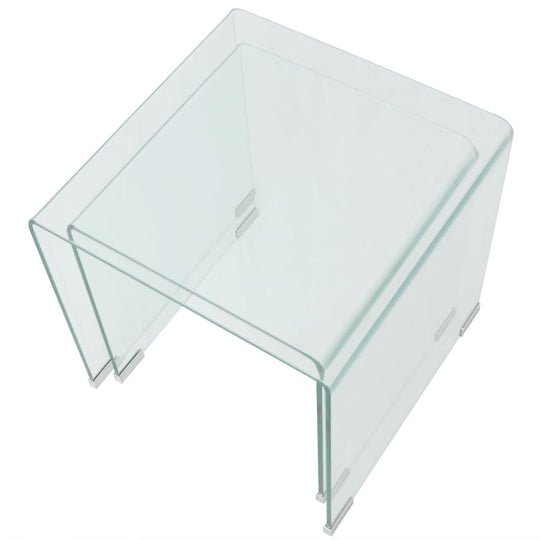 Two Piece Nesting Table Set Tempered Glass Clear , Furniture -> Tables -> Accent Tables -> Coffee Tables , Accent Tables -,Coffee Tables,eligant,Furniture -,glass,Modern Design,Modern Nesting tables,Nesting Coffee Table,new-305021,Tables -