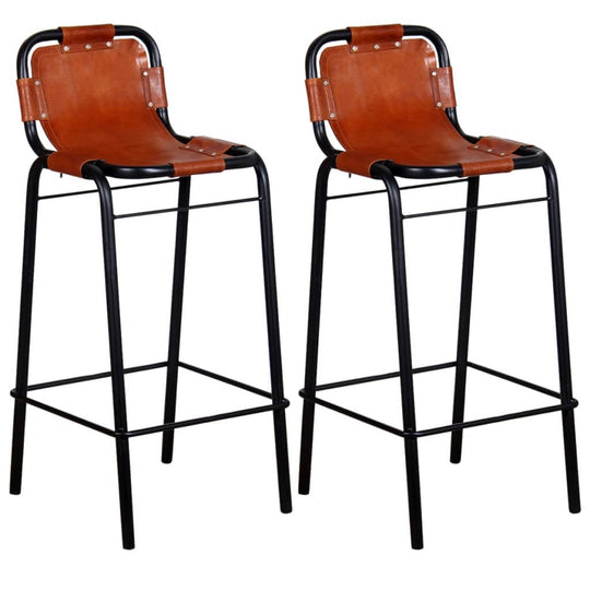 Bar Stools 2 pcs Real Leather , Furniture -> Chairs -> Table & Bar Stools