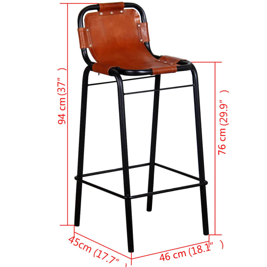 Bar Stools 2 pcs Real Leather , Furniture -> Chairs -> Table & Bar Stools