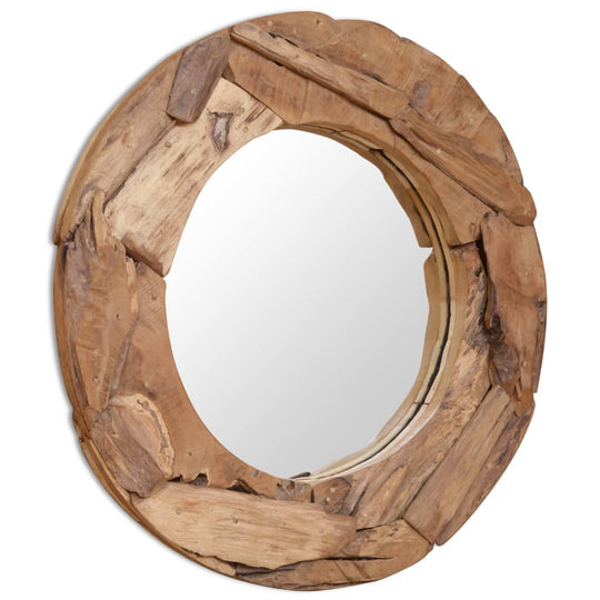 Decorative Mirror Teak 80 cm Round