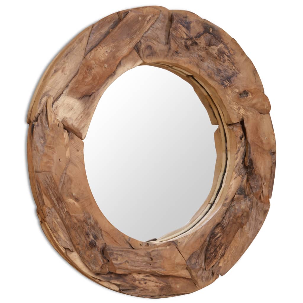 Decorative Mirror Teak 80 cm Round