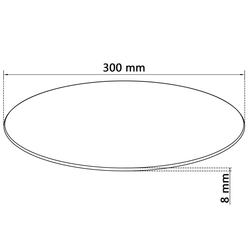 Table Top Tempered Glass Round 300 mm