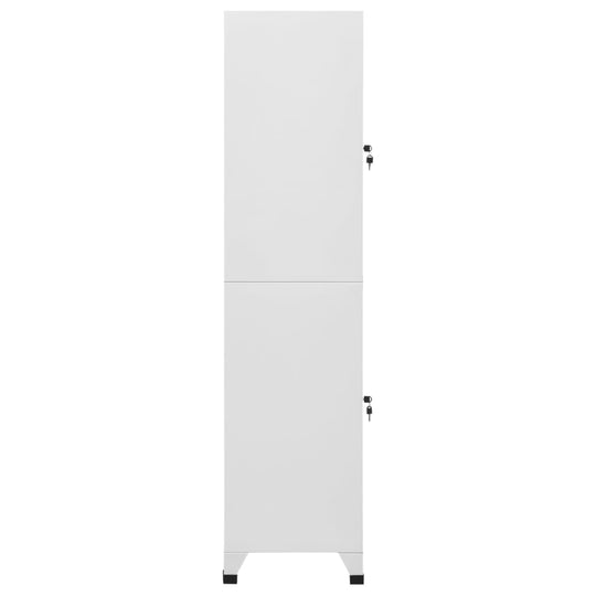 Locker cabinet with 2 compartments, lockable doors, white finish, ideal for sports or changing rooms, 38x45x180 cm.