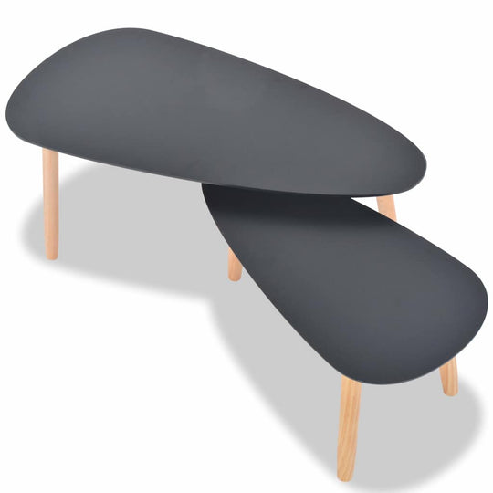 Coffee Table Set 2 Pieces Solid Pinewood - Scandinavian style wooden coffee tables with sturdy MDF tabletops.