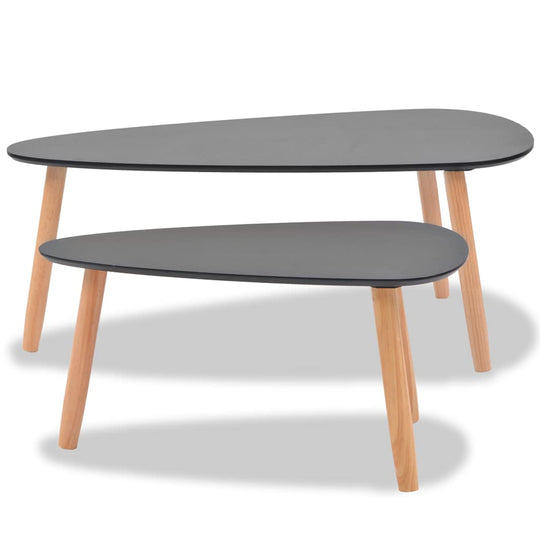 Coffee Table Set 2 Pieces Solid Pinewood in Scandinavian style with sturdy MDF tabletops and wooden legs.