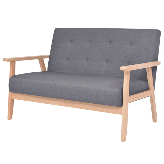 Dark grey 2-seater sofa with wooden frame, perfect for outdoor patio furniture and home garden use. Comfortable, stylish, and easy to assemble.