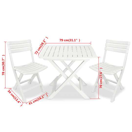 3 Piece Folding Bistro Set Plastic , Furniture -> Outdoor Furniture -> Outdoor Furniture Sets , Durable,eligant,Furniture -,Home & Garden -,Modern Design,new-305021,Outdoor Furniture -,Outdoor Furniture Sets,white