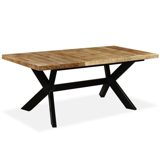 Dining Table Solid Mango Wood and Steel Cross 180 cm , Furniture -> Tables -> Kitchen & Dining Room Tables , Furniture -,Kitchen & Dining Room Tables,new-305021,Tables -